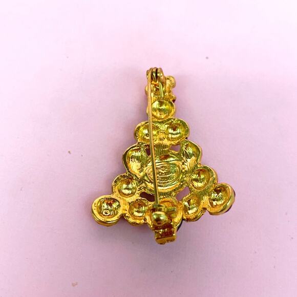 Vintage Christopher Radko  Christmas Tree Enamel Rhinestone Pin Brooch Signed - Picture 6 of 6